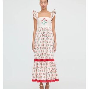 Hill House Floral Maxi Dress with Red and Green Accents